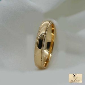10 K Gold wedding Band 3mm , white gold, yellow gold, rose, Tiffany Milgrain